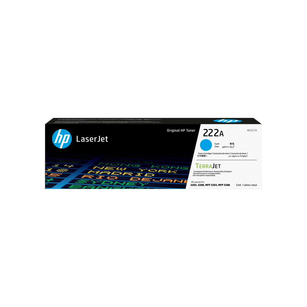 Toner hp 222a cian w2221a lj pro m203/mfp 3201/3204/3288/3303/3388