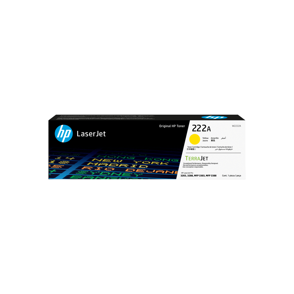 Toner hp 222a amarillo w2222a lj pro m203/mfp 3201/3204/3288/3303/3388