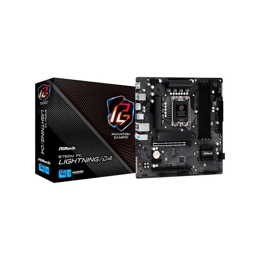 Placa madre asrock 1700 b760m pg lightning/d4 s/r/hdmi/dp/2m2/usb3.2/matx