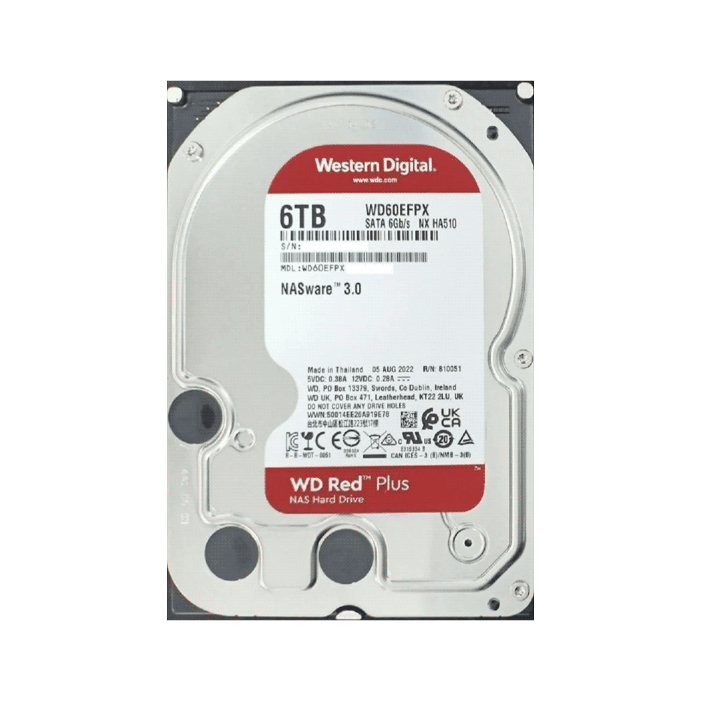 Disco duro sata3 6tb western digital red plus 5640rpm 256mb wd60efpx nas